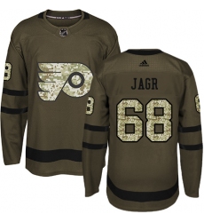 Men's Adidas Philadelphia Flyers #68 Jaromir Jagr Authentic Green Salute to Service NHL Jersey