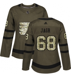 Women's Adidas Philadelphia Flyers #68 Jaromir Jagr Authentic Green Salute to Service NHL Jersey