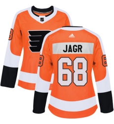 Women's Adidas Philadelphia Flyers #68 Jaromir Jagr Authentic Orange Home NHL Jersey