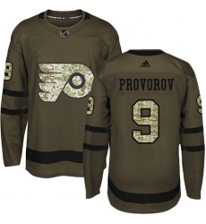 Youth Adidas Philadelphia Flyers #9 Ivan Provorov Authentic Green Salute to Service NHL Jersey