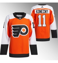 Men's Philadelphia Flyers #11 Travis Konecny 2023 24 Orange Stitched Jersey