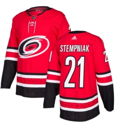 Men's Adidas Carolina Hurricanes #21 Lee Stempniak Authentic Red Home NHL Jersey