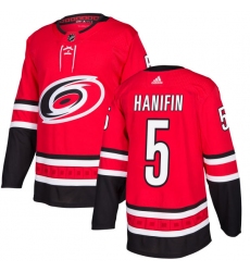 Men's Adidas Carolina Hurricanes #5 Noah Hanifin Authentic Red Home NHL Jersey