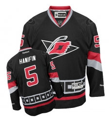 Women's Reebok Carolina Hurricanes #5 Noah Hanifin Authentic Black Third NHL Jersey