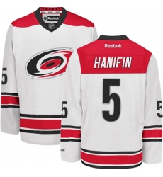 Youth Reebok Carolina Hurricanes #5 Noah Hanifin Authentic White Away NHL Jersey