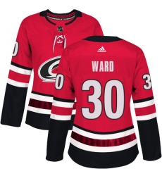 Women's Adidas Carolina Hurricanes #30 Cam Ward Premier Red Home NHL Jersey