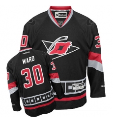 Women's Reebok Carolina Hurricanes #30 Cam Ward Authentic Black Third NHL Jersey