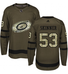 Men's Adidas Carolina Hurricanes #53 Jeff Skinner Premier Green Salute to Service NHL Jersey