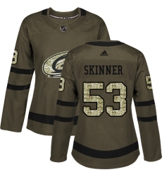 Women's Adidas Carolina Hurricanes #53 Jeff Skinner Authentic Green Salute to Service NHL Jersey