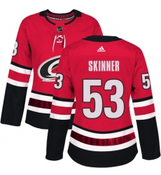 Women's Adidas Carolina Hurricanes #53 Jeff Skinner Authentic Red Home NHL Jersey