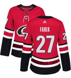 Women's Adidas Carolina Hurricanes #27 Justin Faulk Authentic Red Home NHL Jersey