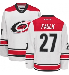 Women's Reebok Carolina Hurricanes #27 Justin Faulk Authentic White Away NHL Jersey