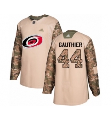 Men's Carolina Hurricanes #44 Julien Gauthier Authentic Camo Veterans Day Practice Hockey Jersey