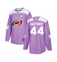 Men's Carolina Hurricanes #44 Julien Gauthier Authentic Purple Fights Cancer Practice Hockey Jersey