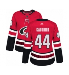 Women's Carolina Hurricanes #44 Julien Gauthier Authentic Red Home Hockey Jersey