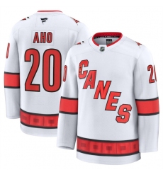 Men's Carolina Hurricanes #20 Sebastian Aho White 2024-25 Away Stitched Hockey Jersey