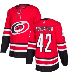 Men's Adidas Carolina Hurricanes #42 Joakim Nordstrom Authentic Red Home NHL Jersey