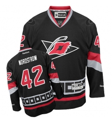 Youth Reebok Carolina Hurricanes #42 Joakim Nordstrom Authentic Black Third NHL Jersey