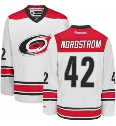 Youth Reebok Carolina Hurricanes #42 Joakim Nordstrom Authentic White Away NHL Jersey