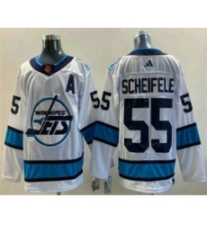 Men's Winnipeg Jets #55 Mark Scheifele White 2022 Reverse Retro Stitched Jersey