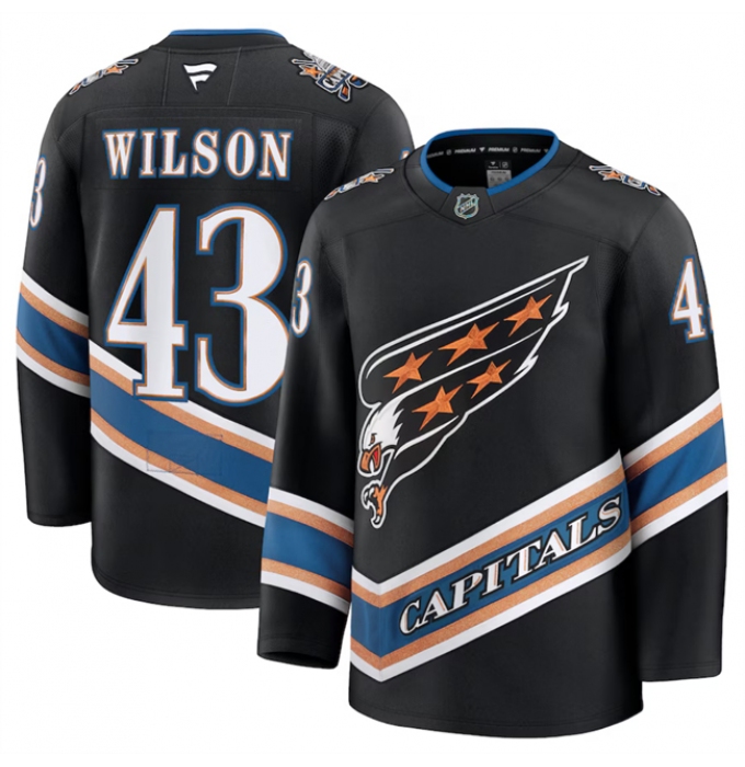 Men's Washington Capitals #43 Tom Wilson Black 2024-25 Alternate Stitched Hockey Jersey