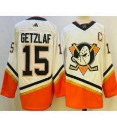 Men's Anaheim Ducks #15 Ryan Getzlaf White 2022 Reverse Retro Authentic Jersey