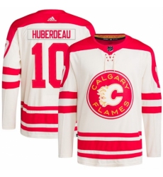 Men's Calgary Flames #10 Jonathan Huberdeau 2023 Cream Classic Primegreen Stitched Jersey