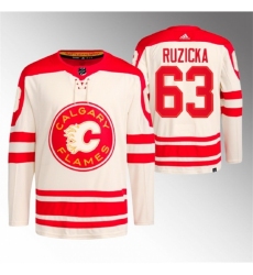 Men's Calgary Flames #63 Adam Ruzicka 2023 Cream Heritage Classic Primegreen Stitched Jersey