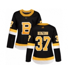 Women's Boston Bruins #37 Patrice Bergeron Authentic Black Alternate Hockey Jersey