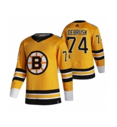 Men's Boston Bruins #74 Jake DeBrusk Yellow 2020-21 Reverse Retro Alternate Hockey Jersey