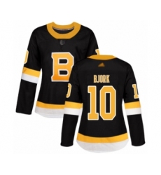 Women's Boston Bruins #10 Anders Bjork Authentic Black Alternate Hockey Jersey