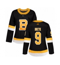 Women's Boston Bruins #9 Johnny Bucyk Authentic Black Alternate Hockey Jersey