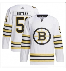 Men's Boston Bruins #51 Matthew Poitras White 100th Anniversary Stitched Jersey