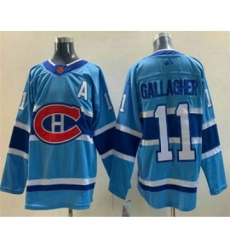 Men's Montreal Canadiens #11 Brendan Gallagher Blue 2022 Reverse Retro Stitched Jersey