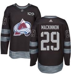 Men's Adidas Colorado Avalanche #29 Nathan MacKinnon Authentic Black 1917-2017 100th Anniversary NHL Jersey