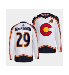 Men's Colorado Avalanche #29 Nathan MacKinnon White 2022-23 Reverse Retro Stitched Jersey