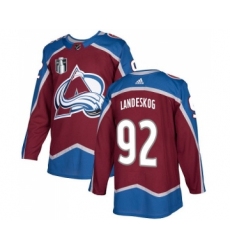 Men's Colorado Avalanche #92 Gabriel Landeskog 2022 Burgundy Stanley Cup Final Patch Stitched Jersey