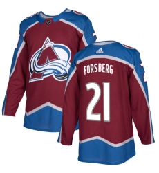Men's Adidas Colorado Avalanche #21 Peter Forsberg Premier Burgundy Red Home NHL Jersey