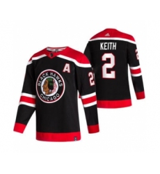 Men's Chicago Blackhawks #2 Duncan Keith Black 2020-21 Reverse Retro Alternate Hockey Jersey