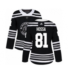 Women's Chicago Blackhawks #81 Marian Hossa Authentic Black Alternate Hockey Jersey