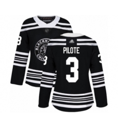 Women's Chicago Blackhawks #3 Pierre Pilote Authentic Black Alternate Hockey Jersey