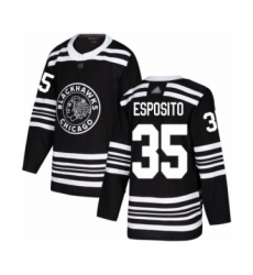 Men's Chicago Blackhawks #35 Tony Esposito Authentic Black Alternate Hockey Jersey