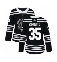 Women's Chicago Blackhawks #35 Tony Esposito Authentic Black Alternate Hockey Jersey