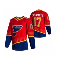 Men's St. Louis Blues #17 Jaden Schwartz Red 2020-21 Reverse Retro Alternate Hockey Jersey