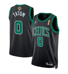 Men's Boston Celtics #0 Jayson Tatum Black 2024 Finals Champions Statement Edition Stitched Baseball Jersey