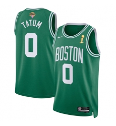 Men's Boston Celtics #0 Jayson Tatum Green 2024 Finals Champions Icon Edition Stitched Baseball Jersey