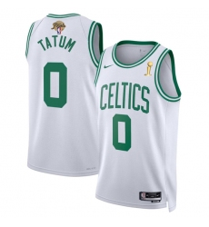 Men's Boston Celtics #0 Jayson Tatum White 2024 Finals Champions Association Edition Stitched Baseball Jersey