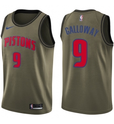 Men's Nike Detroit Pistons #9 Langston Galloway Swingman Green Salute to Service NBA Jersey