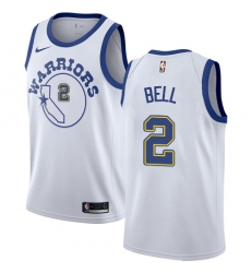 Men's Nike Golden State Warriors #2 Jordan Bell Authentic White Hardwood Classics NBA Jersey