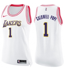 Women's Nike Los Angeles Lakers #1 Kentavious Caldwell-Pope Swingman White/Pink Fashion NBA Jersey